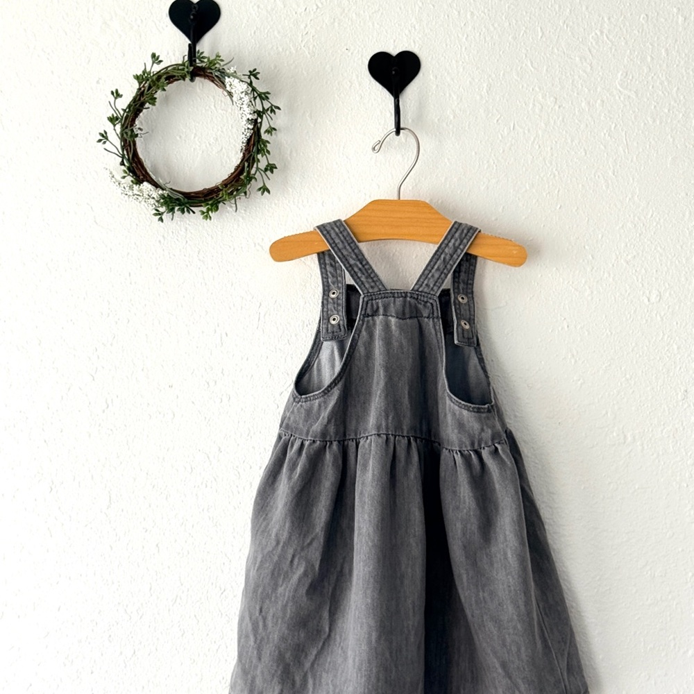 H&M Toddler Girl Gray Denim Overall Dress Size 18 Months - Picture 2 of 5
